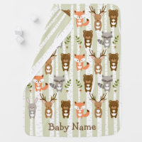 Cute Woodland Forest Animal Receiving Blanket