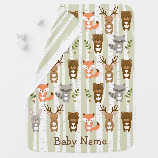 Cute Woodland Forest Animal Receiving Blanket (In Situ)