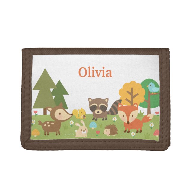 Cute Woodland Forest Animals and Creatures Trifold Wallet (Front)