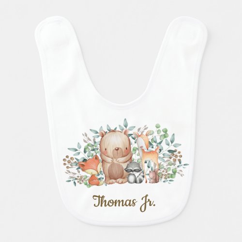 Cute Woodland Forest Animals  Baby Baby Bib