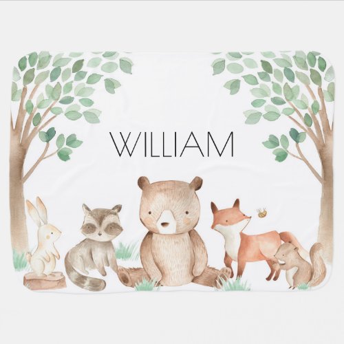 Cute woodland forest animals baby blanket