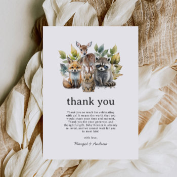 Cute Woodland Forest Animals Baby Shower Thank You Card by JAmberDesign at Zazzle