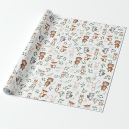 Cute Woodland Forest Animals Birthday Baby Shower Wrapping Paper