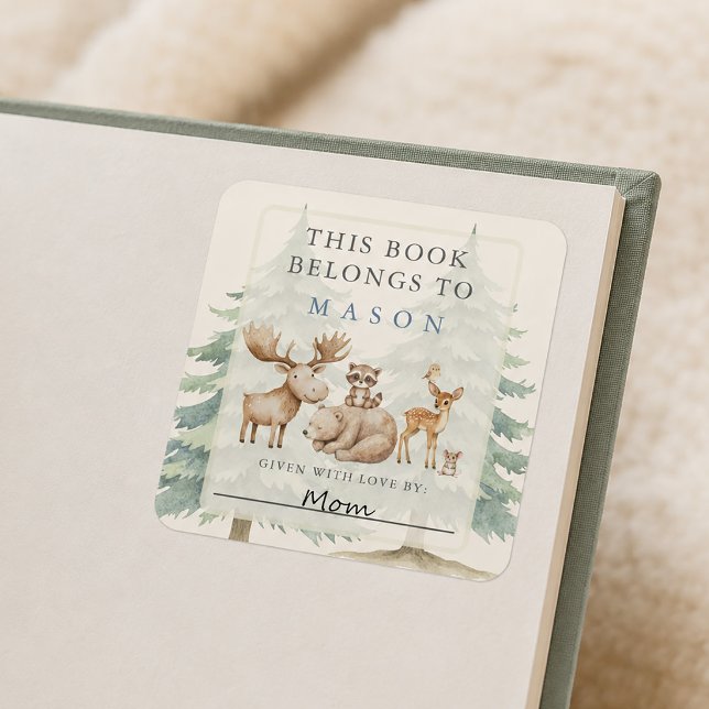 Cute Woodland Forest Animals Bookplate Sticker (Cute Woodland Forest Animals Bookplate Sticker)