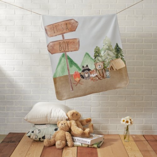 Cute Woodland Forest Animals Camping Baby Blanket