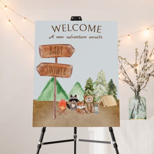 Cute Woodland Forest Animals Camping Baby Shower Foam Board