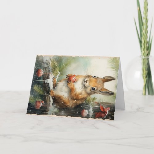 Cute Woodland Forest Animals Christmas Greeting Card