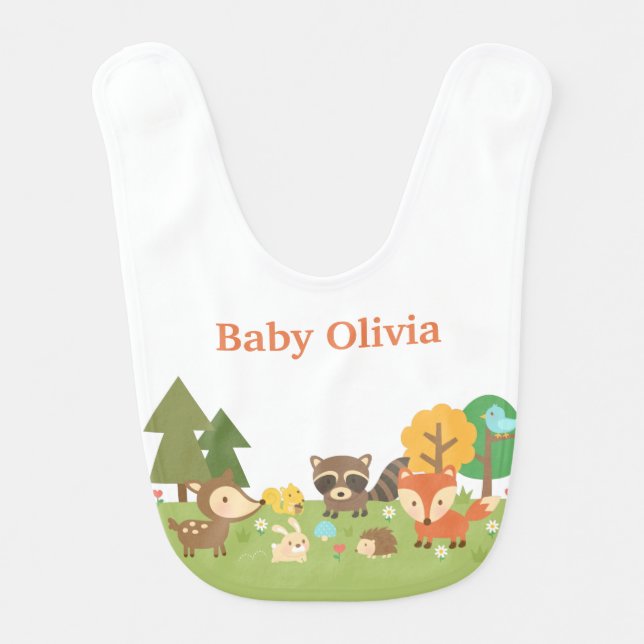 Cute Woodland Forest Animals For Babies Baby Bib (Front)