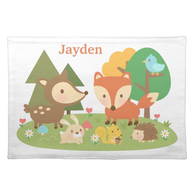 Cute Woodland Forest Animals For Kids Placemat (Front)