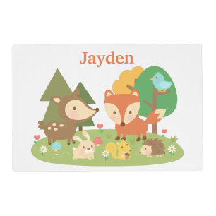 Cute Woodland Forest Animals For Kids Placemat