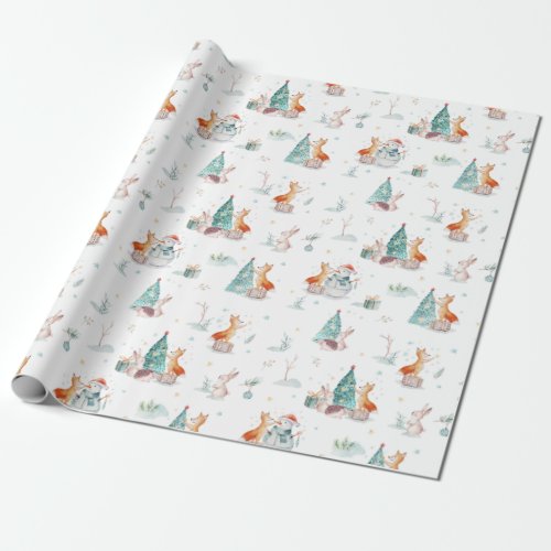 Cute Woodland Forest Animals Holiday Christmas Wrapping Paper