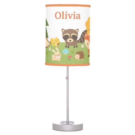 Cute Woodland Forest Animals Kids Room Decor Table Lamp (Front)