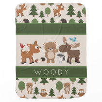 Cute Woodland Forest Animals Personalized Baby Blanket Cute Woodland Forest Animals Personalized Baby Blanket
