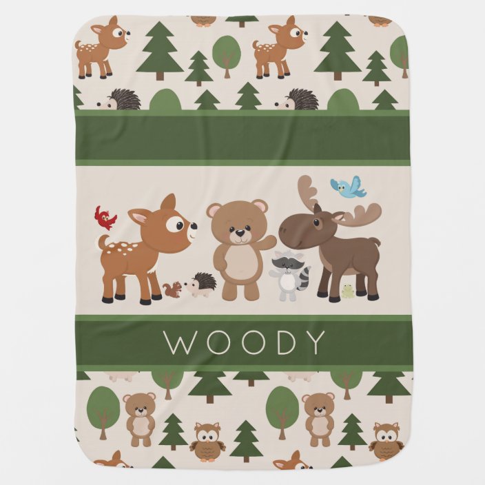 Cute Woodland Forest Animals Personalized Baby Blanket Zazzle