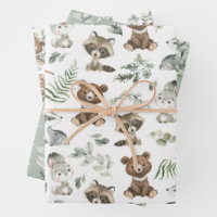 Woodland Forest Animals Fox Floral Kids Birthday Wrapping Paper
