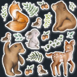 Cute Woodland Forest Animals Scrapbook Stationery Sticker<br><div class="desc">This adorable design belongs to our FOREST FABLE collection. It features our original watercolor illustration depicting whimsical woodland animals and elegant watercolor greenery leaves.</div>