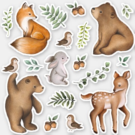 Cute Woodland Forest Animals Scrapbook Stationery Sticker