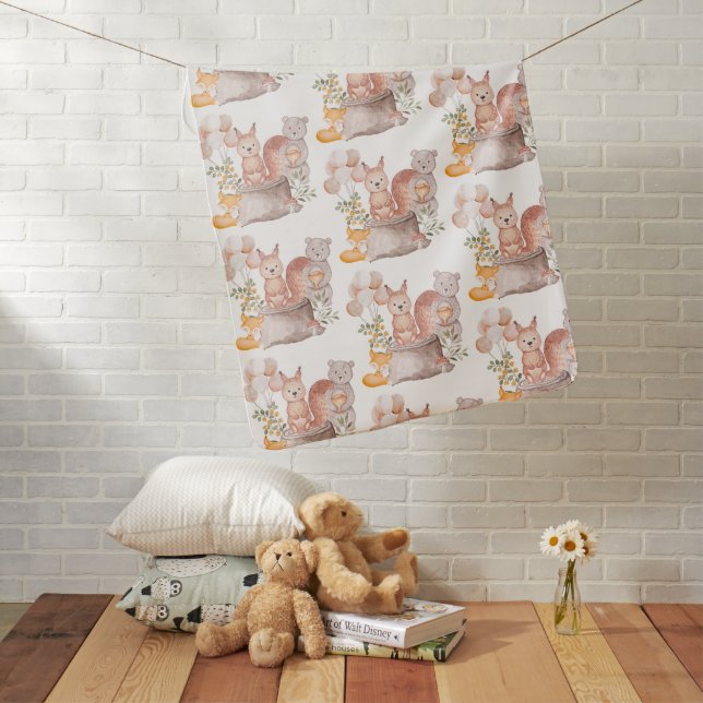 Cute Woodland Forest Baby Animal Friends  Blanket (In Situ)