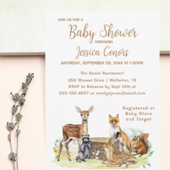 Cute Woodland Forest Baby Shower Invitation by sandrarosecreations at Zazzle