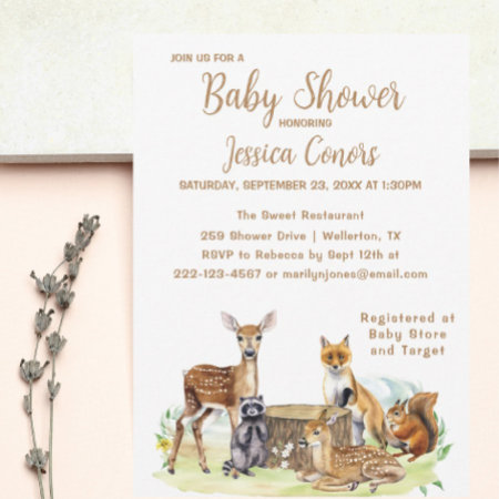 Cute Woodland Forest Baby Shower Invitation