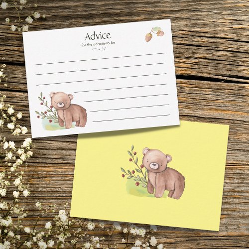 Cute Woodland Forest Bear and Berries Baby Shower Advice Card