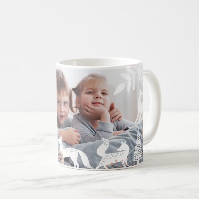 Cute Woodland Forest Foxes & Festive Foliage Photo Coffee Mug (Front Right)