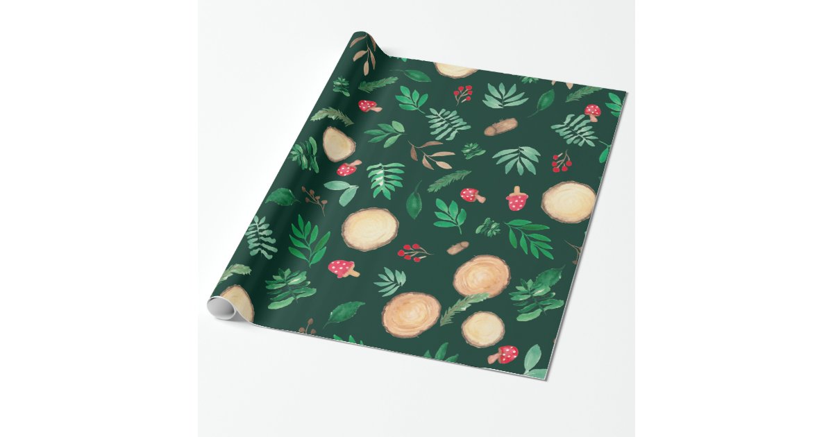 Forest Green Wrapping Paper 4 Watercolor Woodland Style Gift Wrap Paper  Bulk Gre