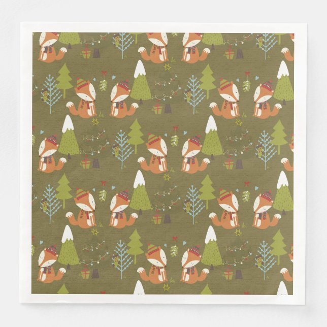 Cute Woodland Forest Paper Dinner Napkins (Front)