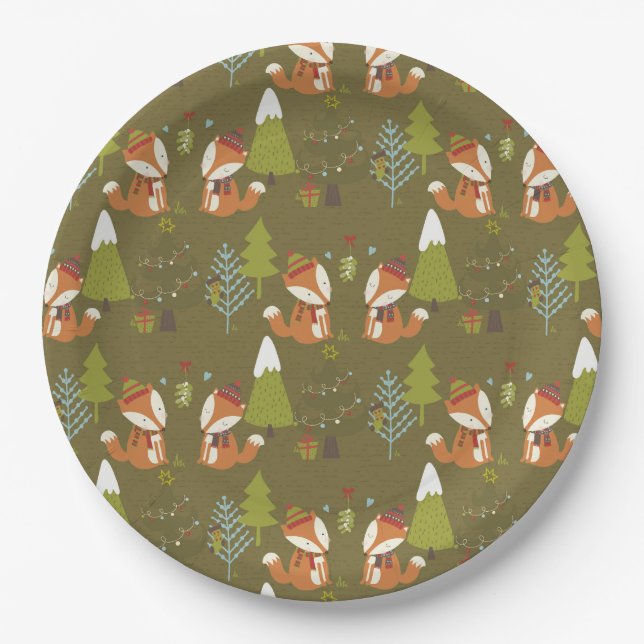 Cute Woodland Forest Paper Plates (Front)