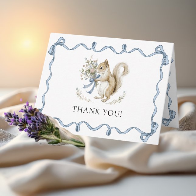 Cute Woodland Forest Squirrel Baby Shower Thank You Card (Creator Uploaded)
