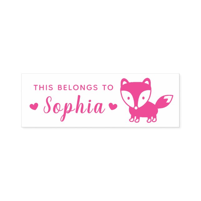 Cute Woodland Fox And Hearts Kids Personalized Self-inking Stamp (Design)