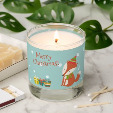 Cute Woodland Fox Aqua Christmas