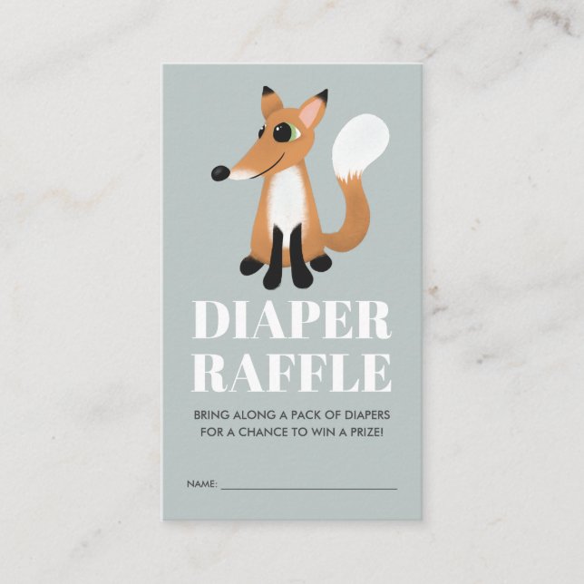 Cute Woodland Fox Baby Shower Diaper Raffle Enclosure Card (Front)