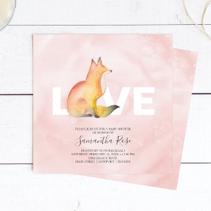 Cute Woodland Fox Baby Shower Invitation 