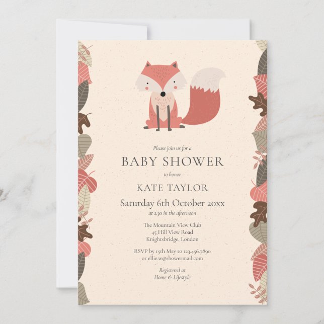 Cute Woodland Fox Baby Shower Sprinkle Couples Invitation (Front)