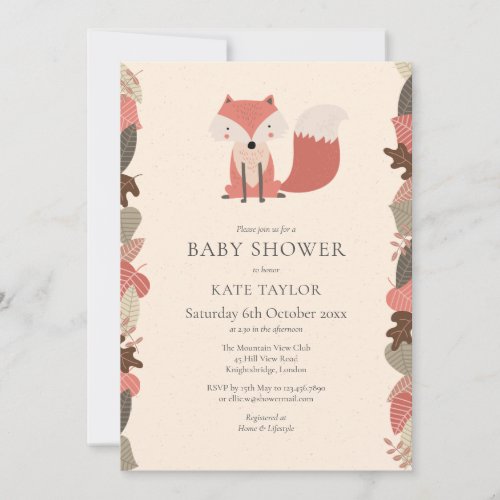 Cute Woodland Fox Baby Shower  Sprinkle  Couples Invitation