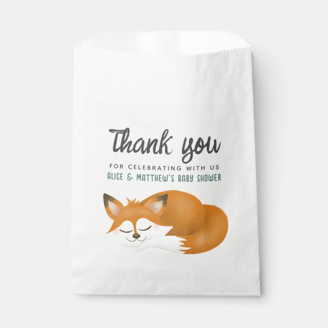  Cute Woodland Fox Boys Baby Shower Favor Bag (Front)