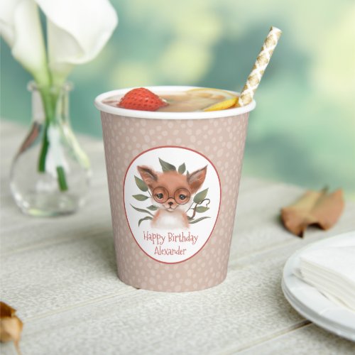 Cute Woodland Fox Childrens Birthday Party Paper Cups