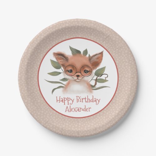 Cute Woodland Fox Childrens Birthday Party Paper Plates