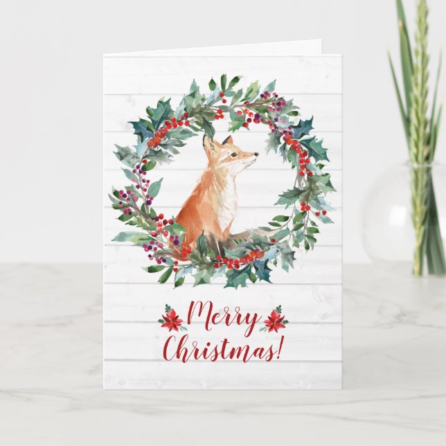Cute Woodland Fox Christmas Card (Front)