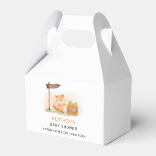Cute Woodland Fox Citrus Orange Farm Baby Shower Favor Boxes