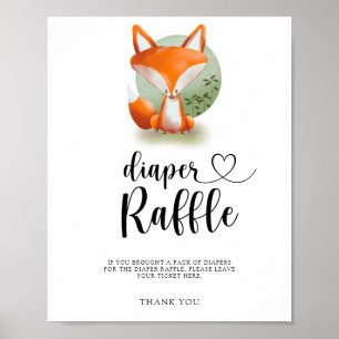 Cute Woodland Fox - diaper raffle Poster