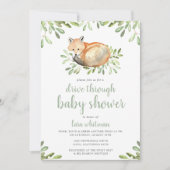 Cute Woodland Fox Drive Through Baby Shower Invitation (Front)