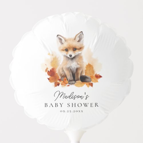 Cute Woodland Fox Fall Baby Shower Balloon