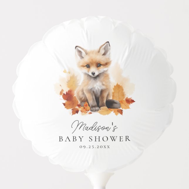 Cute Woodland Fox Fall Baby Shower Balloon (Front)