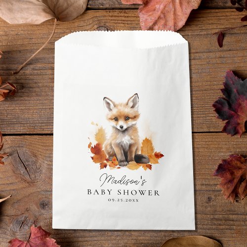 Cute Woodland Fox Fall Baby Shower Favor Bag