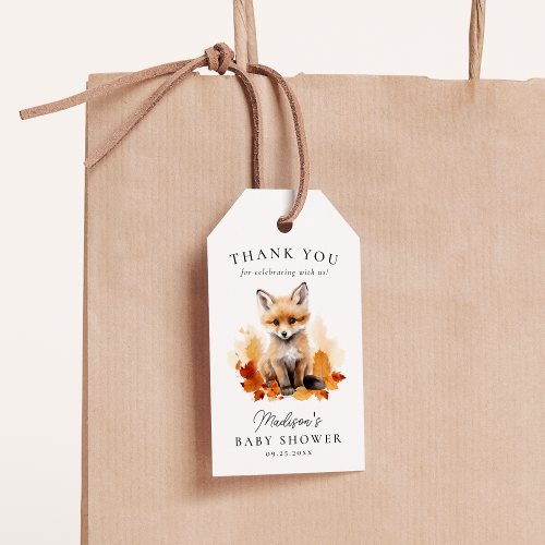 Cute Woodland Fox Fall Baby Shower Gift Tags