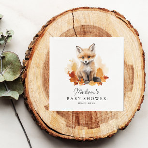 Cute Woodland Fox Fall Baby Shower Napkins