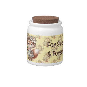Cute Woodland Fox Girl Wearing Cottagecore Outfit Candy Jar