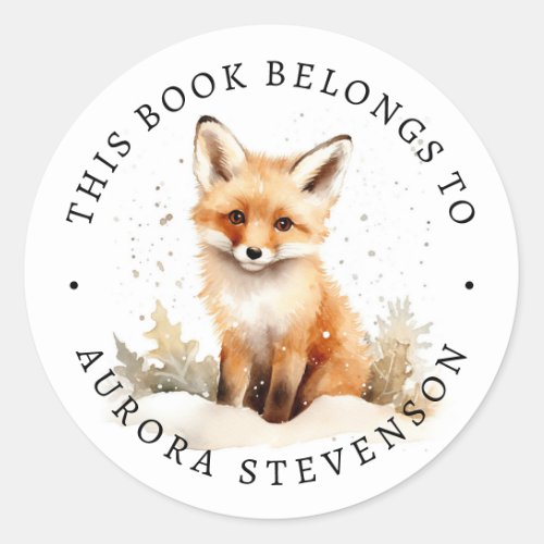 Cute woodland fox library book label